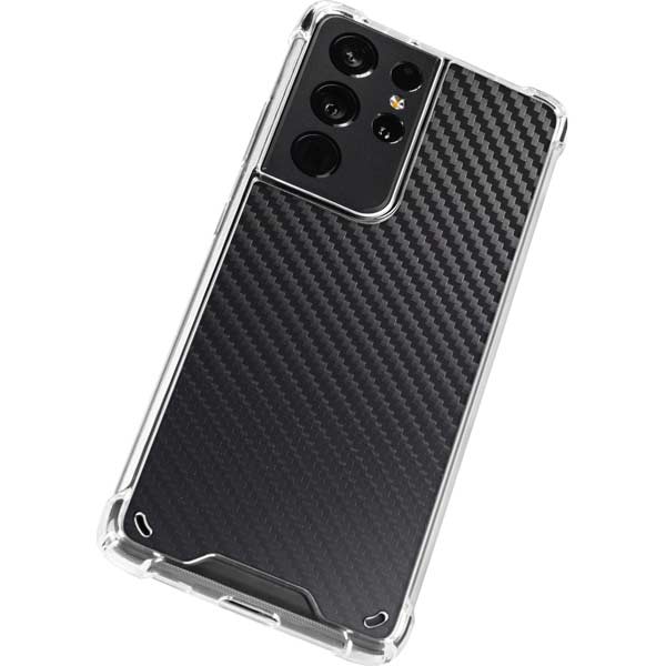 Black Carbon Fiber Specialty Texture Material Galaxy S21 Ultra 5G Clear Case