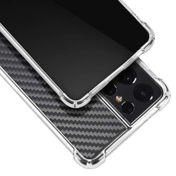 Black Carbon Fiber Specialty Texture Material Galaxy S21 Ultra 5G Clear Case