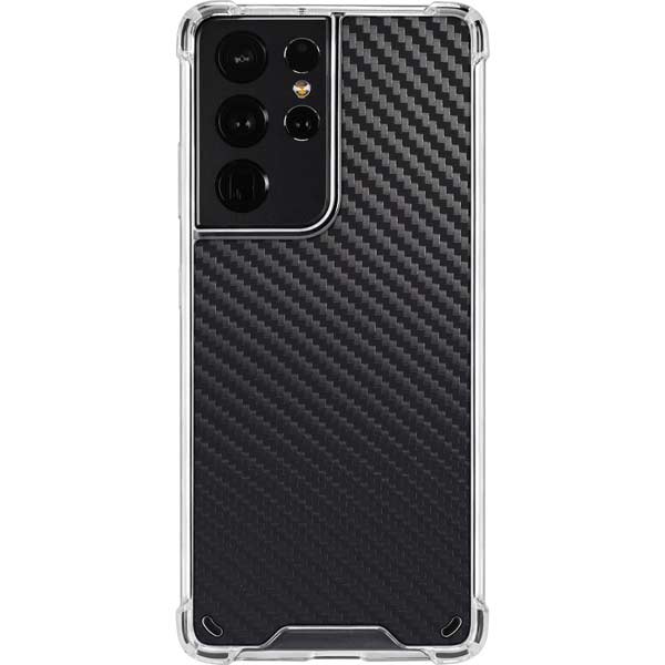 Black Carbon Fiber Specialty Texture Material Galaxy S21 Ultra 5G Clear Case