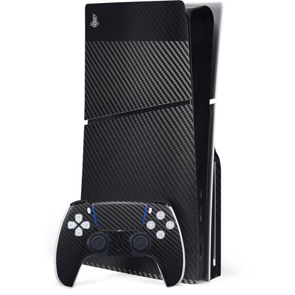 Black Carbon Fiber Specialty Texture Material Skin for PS5 Slim Disk ...