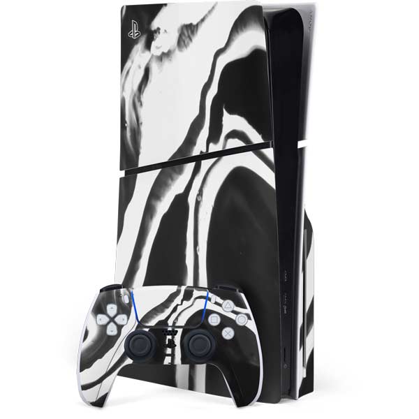 Black Marble Ink PS5 Slim Disk Bundle Skin