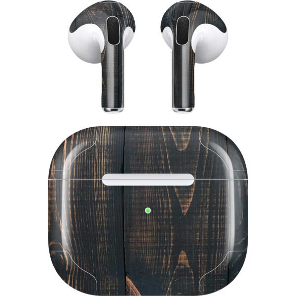 Black Painted Wood Apple AirPods (3rd Gen 2021) Skin