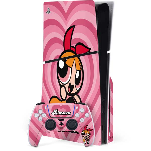 Cartoon Network Powerpuff Girls Blossom Pink Hearts PS5 Slim Disk Bundle Skin