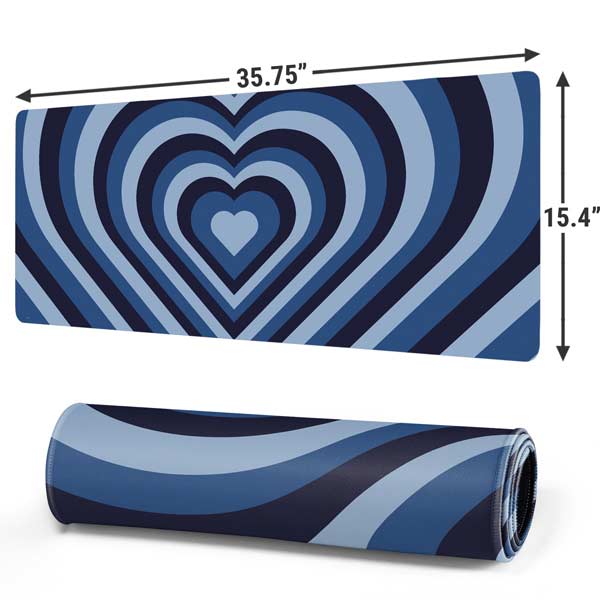 Blue Heart Pattern Gaming Mouse Pad