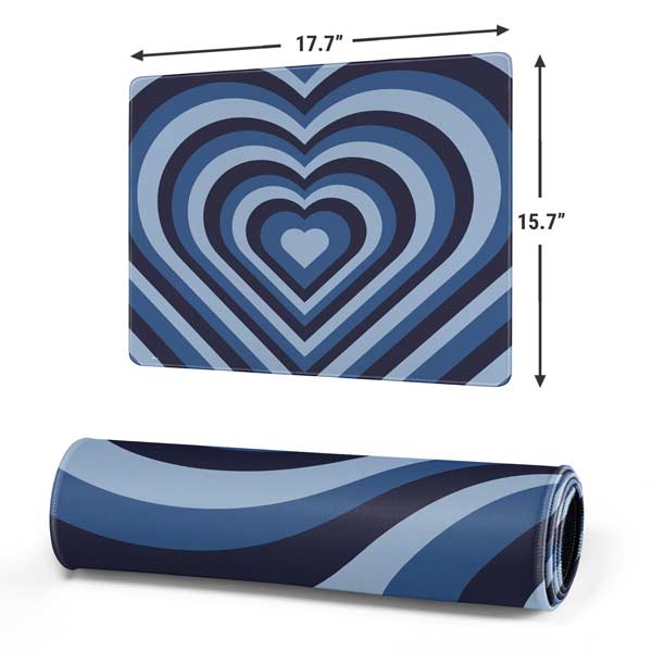 Blue Heart Pattern Gaming Mouse Pad