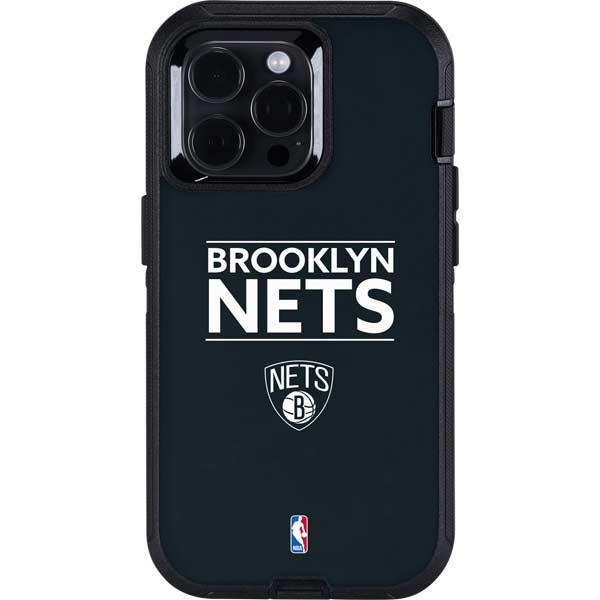 NBA Brooklyn Nets Standard - Black Otterbox Defender iPhone Skin