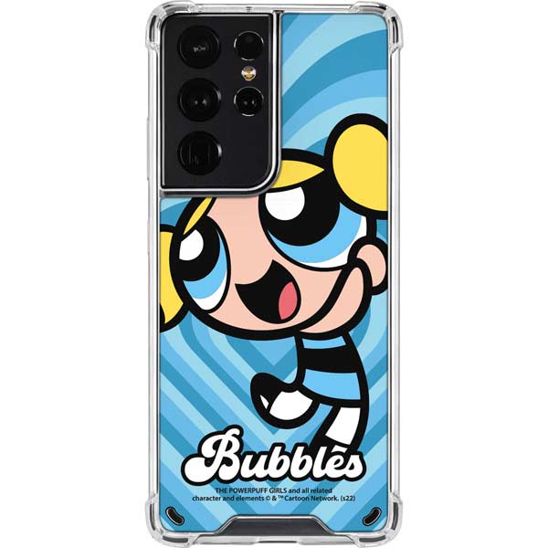 Cartoon Network Powerpuff Girls Bubbles Blue Hearts Galaxy S21 Ultra 5G Clear Case