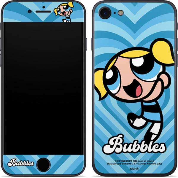 Cartoon Network Powerpuff Girls Bubbles Blue Hearts iPhone SE (2nd & 3rd Gen) Skin