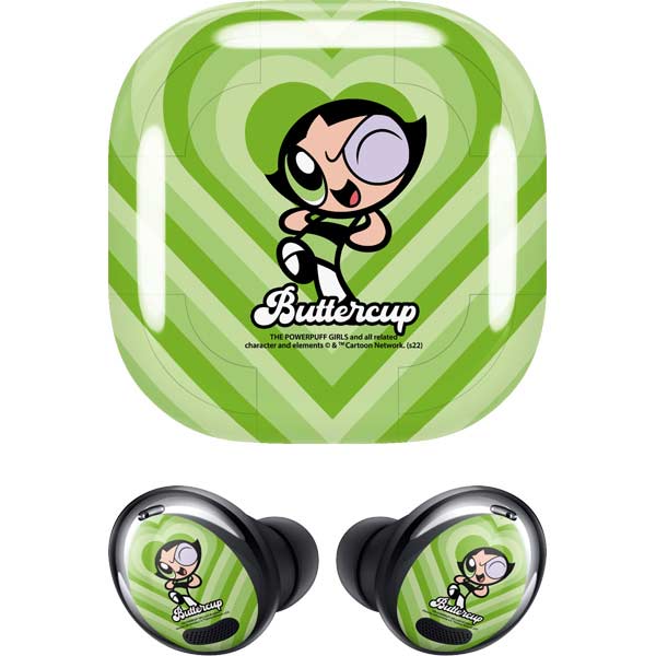 Cartoon Network Powerpuff Girls Buttercup Green Hearts Galaxy Buds Pro Skin