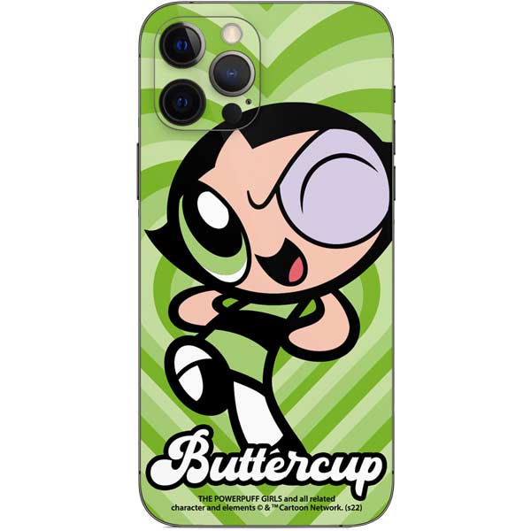 Cartoon Network Powerpuff Girls Buttercup Green Hearts iPhone 12 Pro Skin