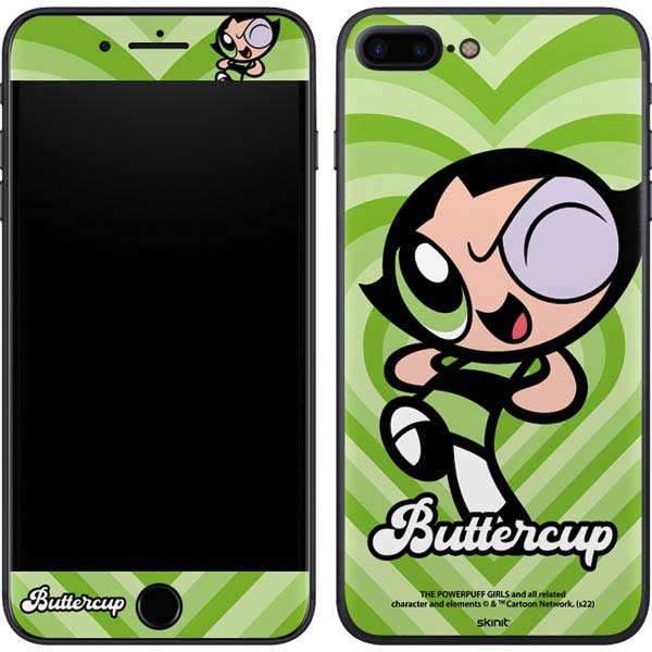 Cartoon Network Powerpuff Girls Buttercup Green Hearts iPhone 8 Plus Skin