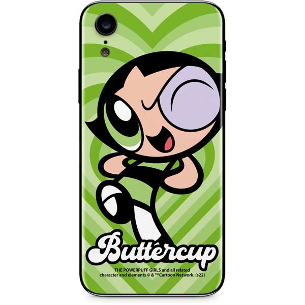 Cartoon Network Powerpuff Girls Buttercup Green Hearts iPhone XR Skin