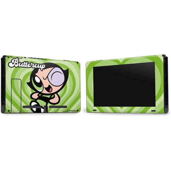 Cartoon Network Powerpuff Girls Buttercup Green Hearts Nintendo Switch Bundle Skin