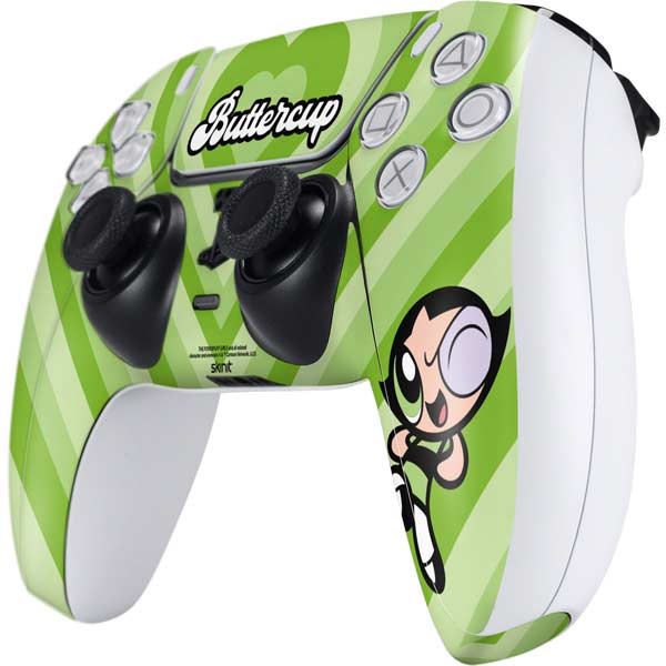 Cartoon Network Powerpuff Girls Buttercup Green Hearts PS5 Controller Skin