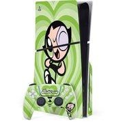 Cartoon Network Powerpuff Girls Buttercup Green Hearts PS5 Slim Disk Bundle Skin