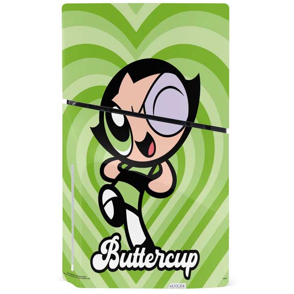 Cartoon Network Powerpuff Girls Buttercup Green Hearts PS5 Slim Disk Bundle Skin