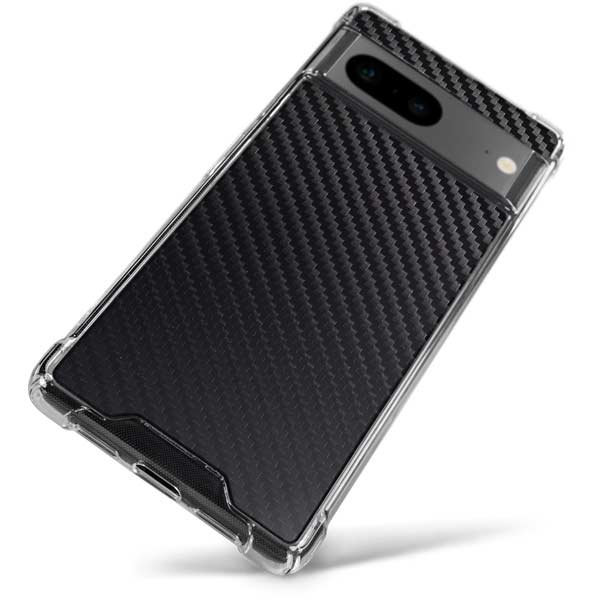 Black Carbon Fiber Specialty Texture Material Google Pixel 8 Clear Case