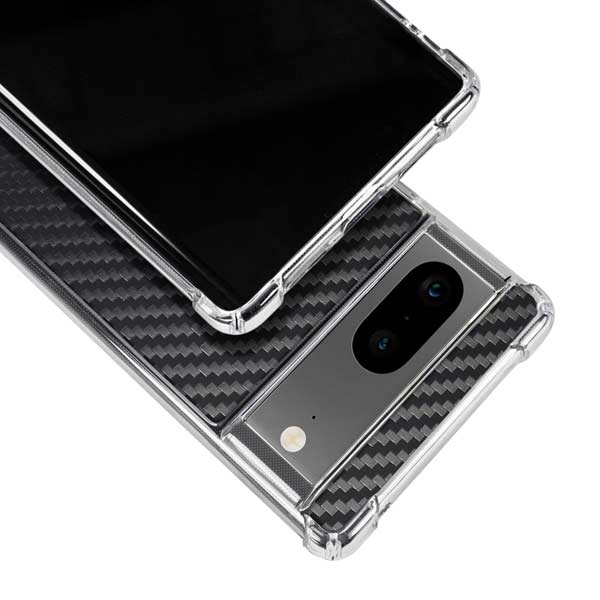 Black Carbon Fiber Specialty Texture Material Google Pixel 8 Clear Case