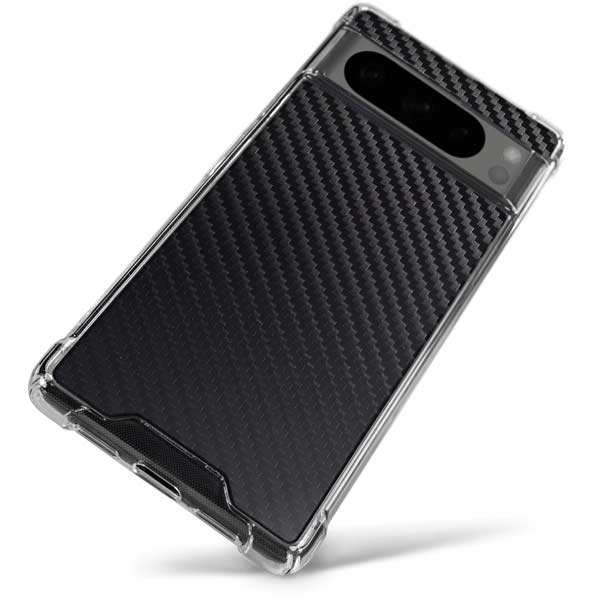 Black Carbon Fiber Specialty Texture Material Google Pixel 8 Pro Clear Case