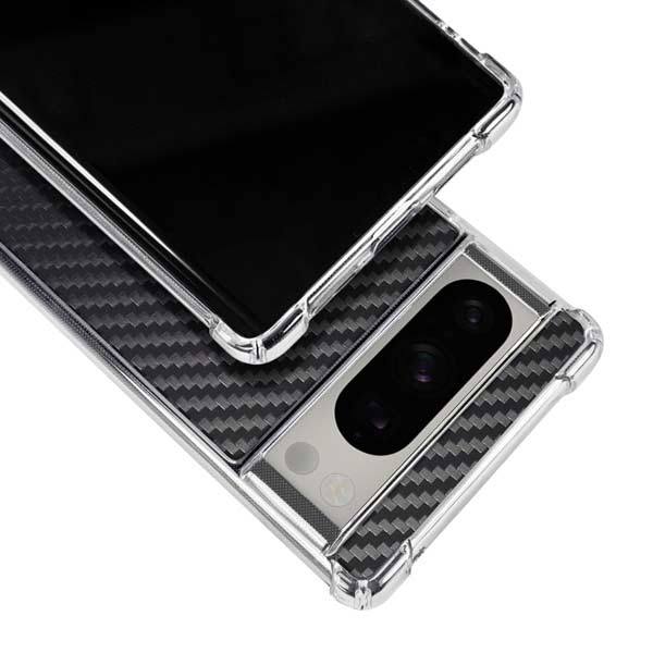 Black Carbon Fiber Specialty Texture Material Google Pixel 8 Pro Clear Case