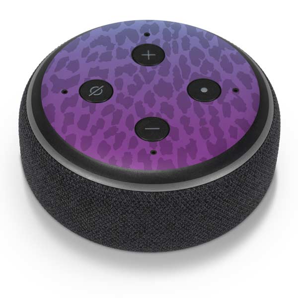 Cheetah Print Purple and Blue Amazon Echo Dot Skin