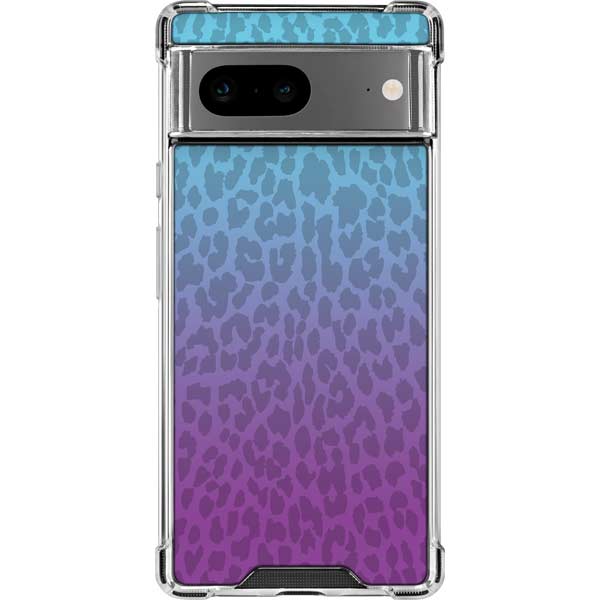 Cheetah Print Purple and Blue Google Pixel 8 Clear Case