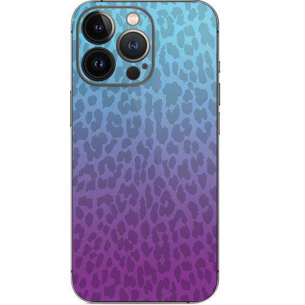 Cheetah Print Purple and Blue iPhone 15 Pro Skin