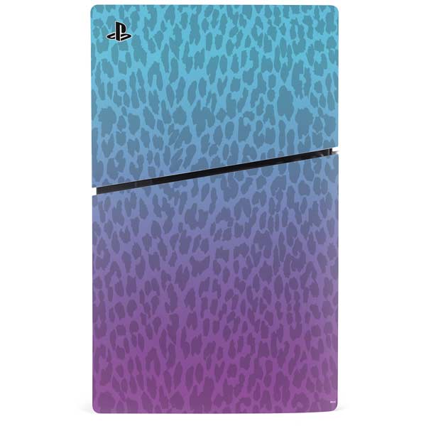 Cheetah Print Purple and Blue PS5 Slim Disk Bundle Skin