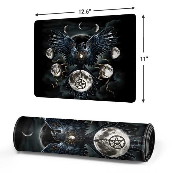 Crow and Moon Phases by Sarah Richter Gaming Mouse Pad