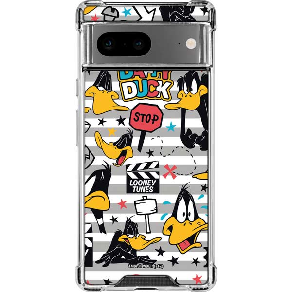 Looney Tunes Daffy Duck Striped Patches Google Pixel 8 Clear Case