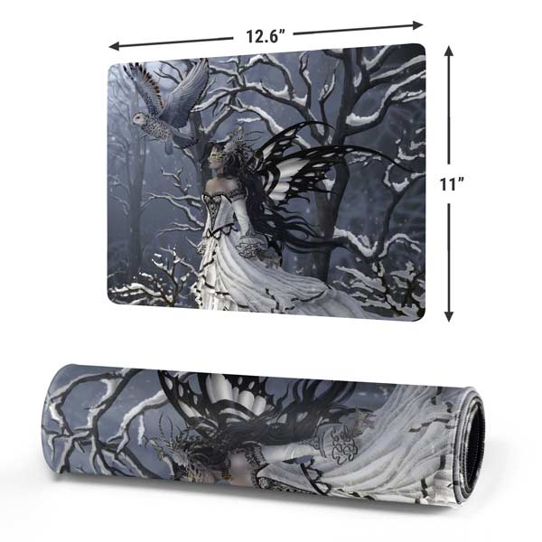 Fairy with Owl in Snow by Nene Thomas Gaming Mouse Pad