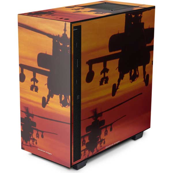 Computer Case Based Off Helicopter Four AH-64 Apache Helicopters NZXT H510 Compact ATX Mid-Tower Case Skin ...