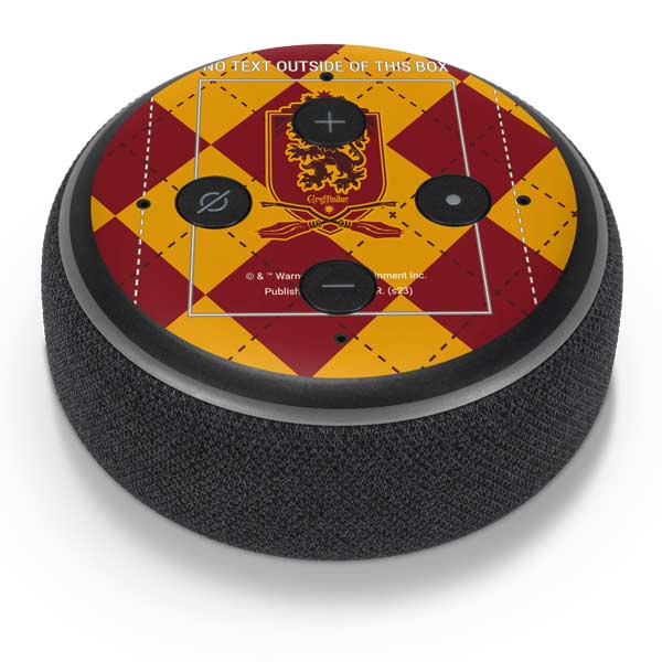 Wizarding Worlds Harry Potter Gryffindor Huse Crest Amazon Echo Dot Skin