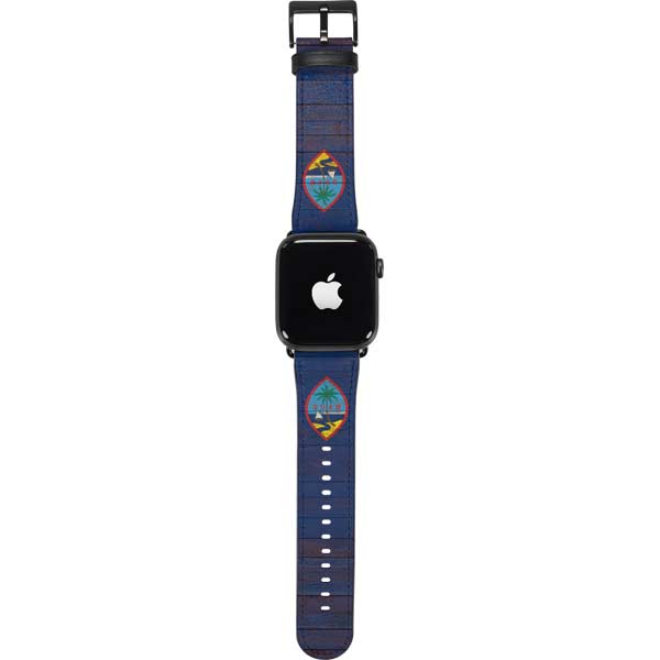 Guam Flag Dark Wood Apple Watch Band 38-40mm