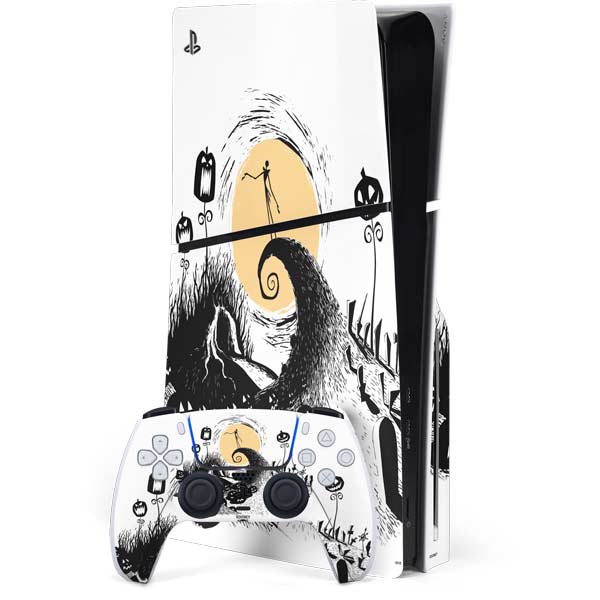 Disney The Nightmare Before Christmas Jack on Spiral Hill Art PS5 Slim Disk Bundle Skin