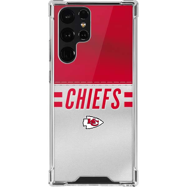 Kansas City Chiefs White Striped Galaxy S22 Ultra Clear Case Kansas City Chiefs White Striped Galaxy S22 Ultra Clear Case