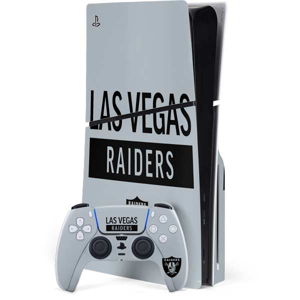NFL Las Vegas Raiders Silver Performance Series PS5 Slim Disk Bundle Skin