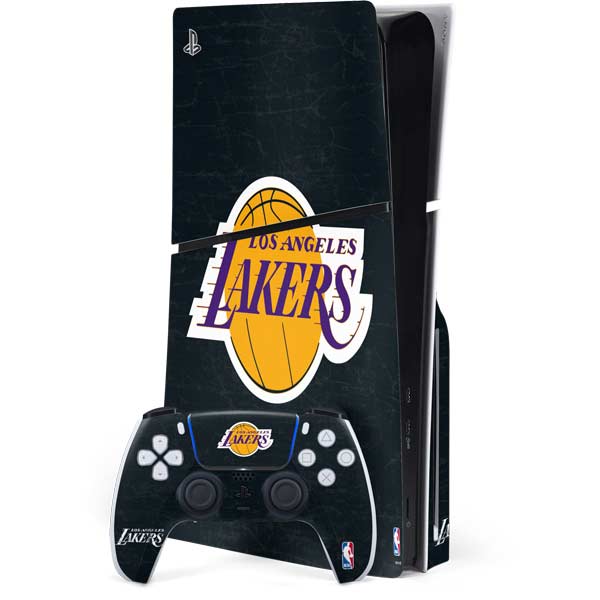 NBA Los Angeles Lakers Black Primary Logo PS5 Slim Disk Bundle Skin