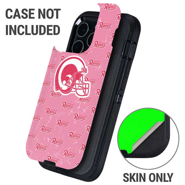 NFL Los Angeles Rams Pink Logo Blast Otterbox Defender iPhone Skin