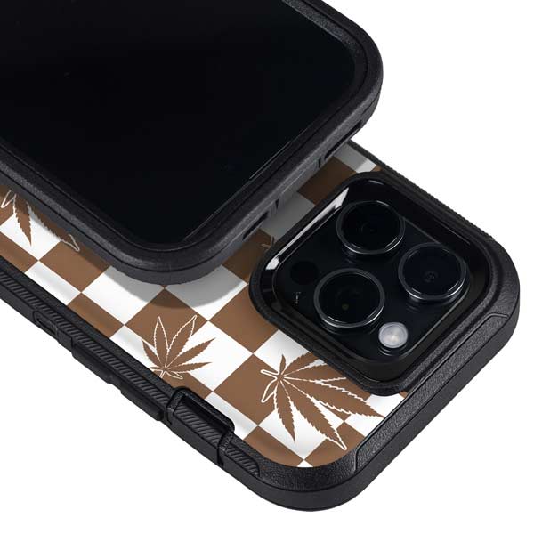 Marijuana Brown Checkered Otterbox Defender iPhone Skin