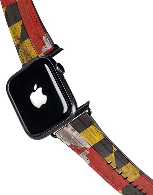 Maryland Flag Dark Wood Apple Watch Band 38-40mm
