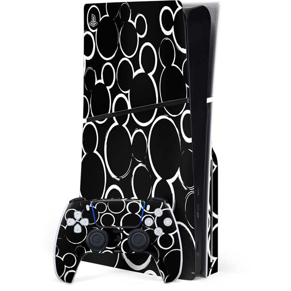 Disney Mickey Mouse Logo Pattern PS5 Slim Disk Bundle Skin