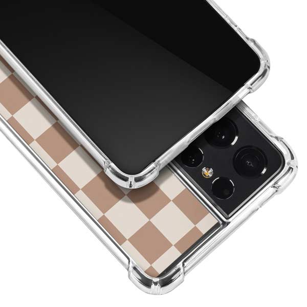 Neutral Checkered Galaxy S21 Ultra 5G Clear Case