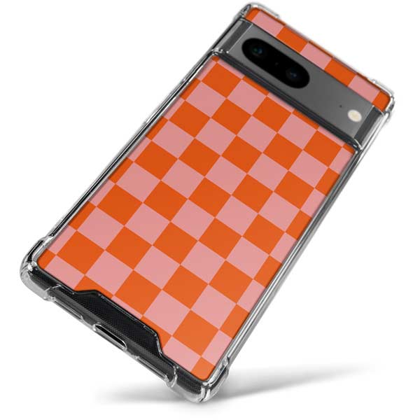Orange Checkered Google Pixel 8 Clear Case