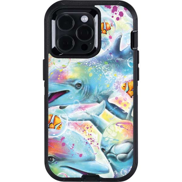 Pastel Dolphins by Sheena Pike Otterbox Defender iPhone Skin