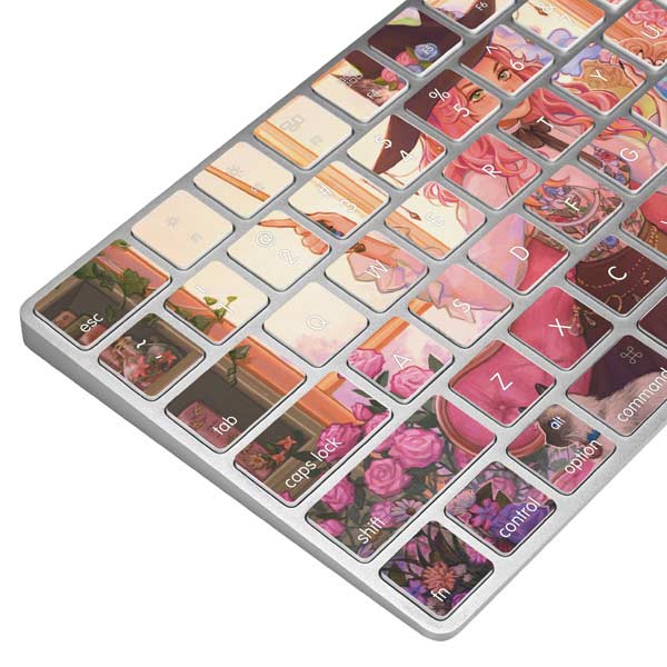 Pink Anime Witch Girls in Library with Cats by Ivy Dolamore Magic Keyb ...