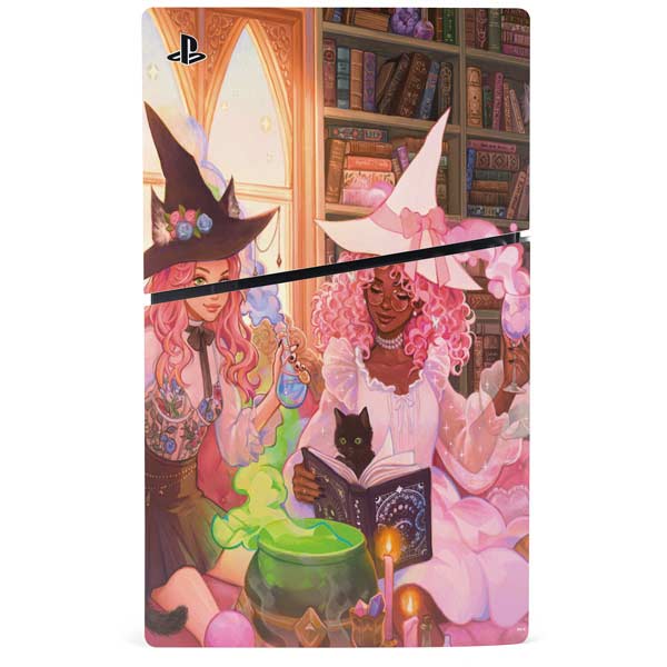 Pink Anime Witch Girls in Library with Cats by Ivy Dolamore PS5 Slim ...