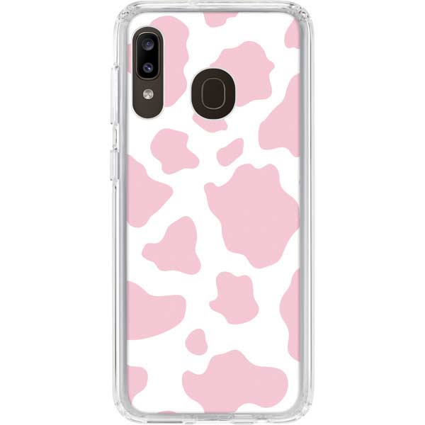 Pink Cow Print Galaxy A20 Clear Case