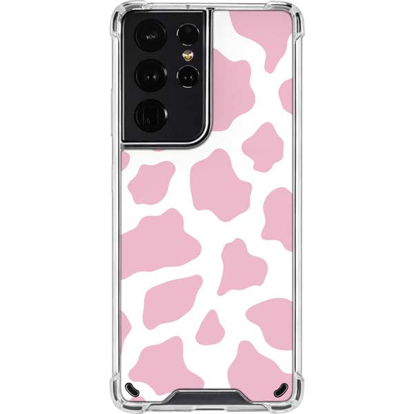 Pink Cow Print Galaxy S21 Ultra 5G Clear Case