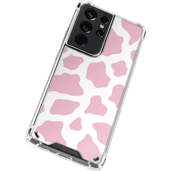 Pink Cow Print Galaxy S21 Ultra 5G Clear Case
